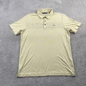 Travis Mathew Polo Shirt‎ Mens Large Yellow Stripes Palm Tree Performance Golf